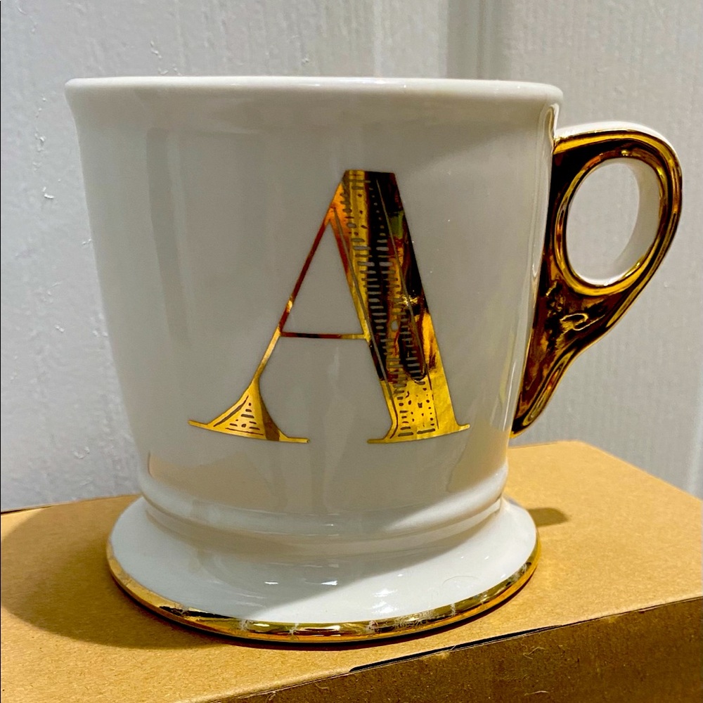 Anthropologie Limited Edition Gold Monogram Mug